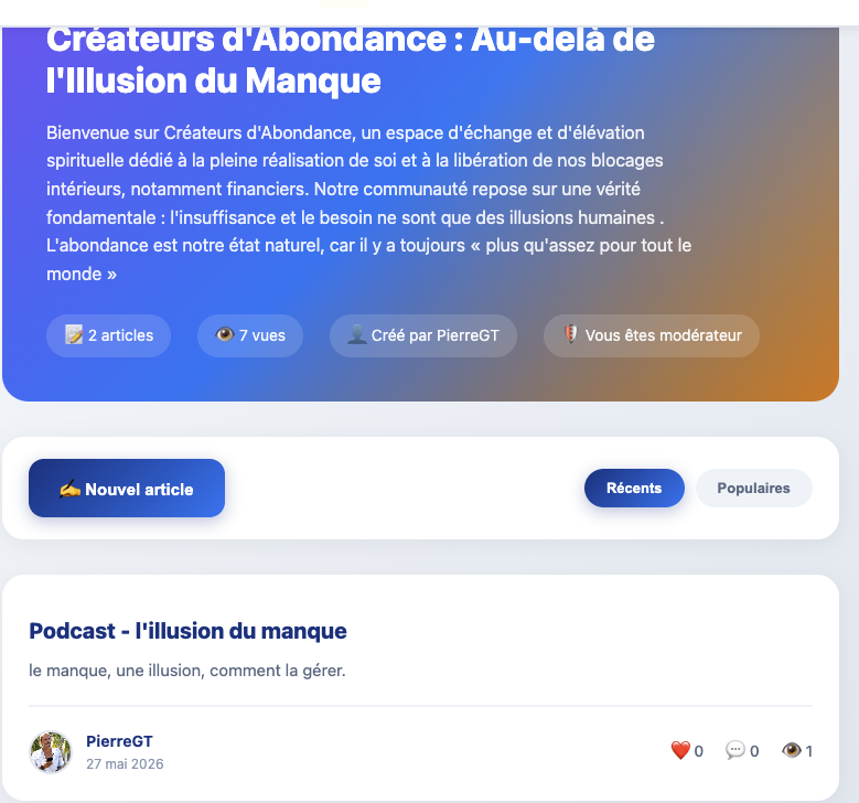 Forum communautaire FOCUS30 Créateurs d'Abondance